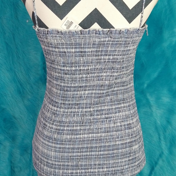 Blue and white scrunched spaghetti strap dress - Picture 4 of 4